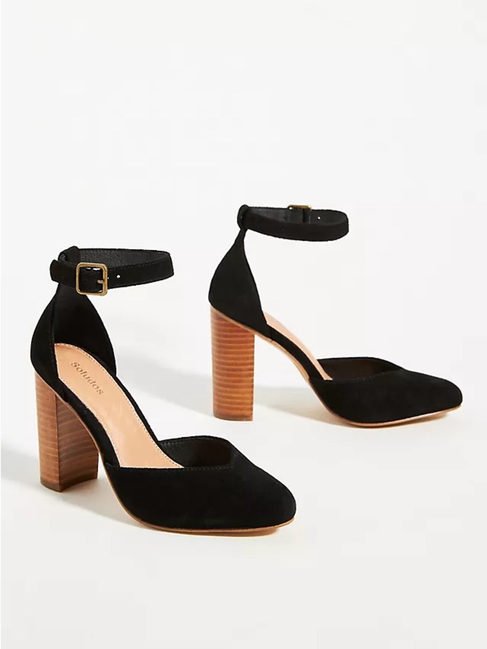 New Soludos Collette Black Suede Heels Women's Size 11